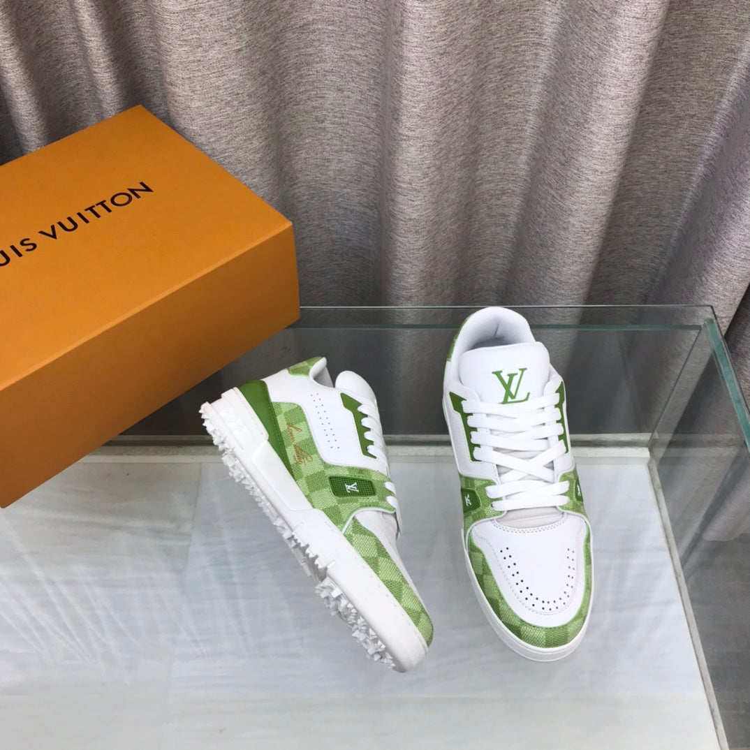 LV Trainer Sneaker Green White Cowhide
