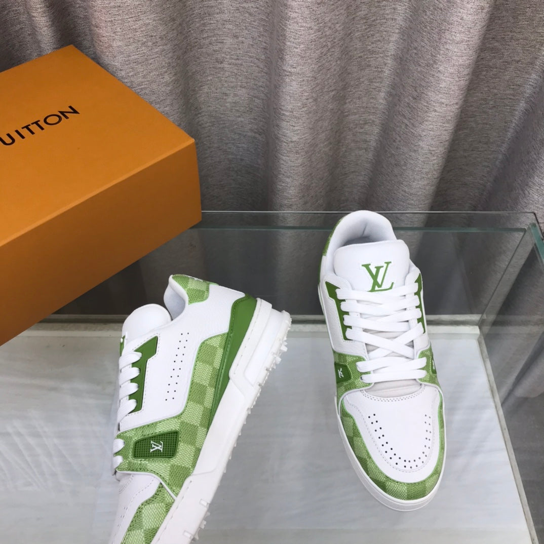 LV Trainer Sneaker Green White Cowhide