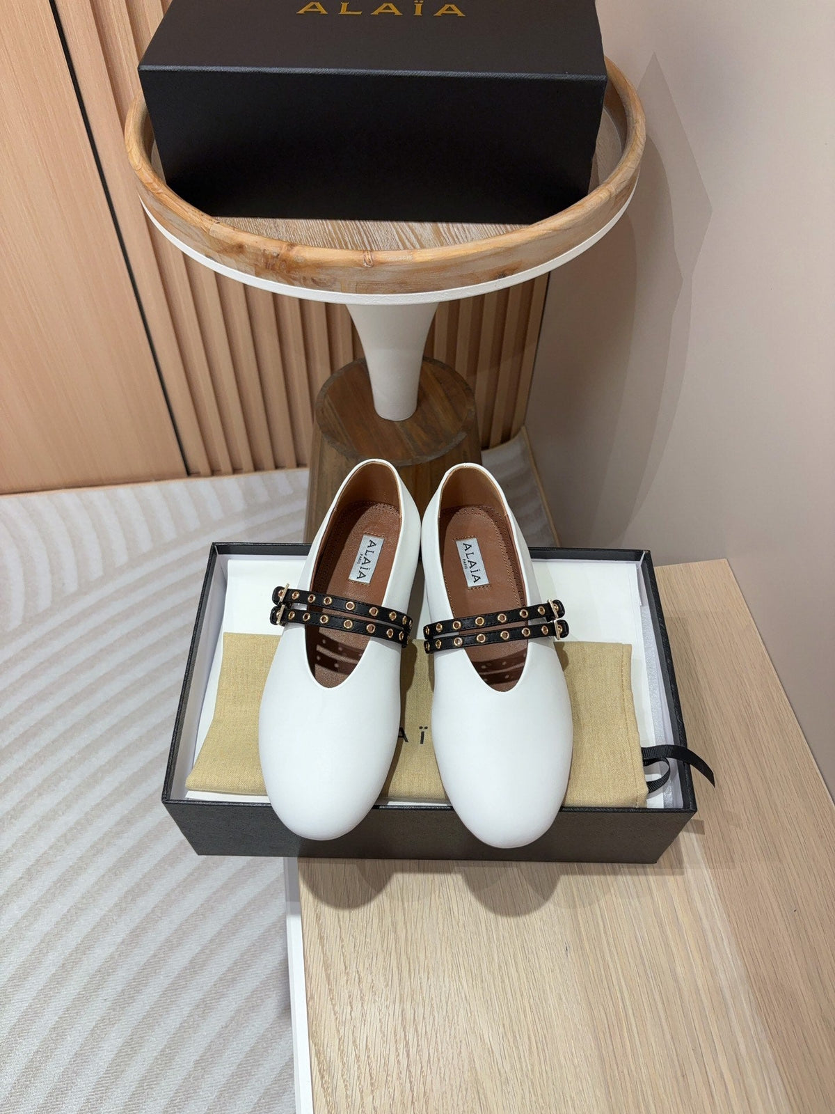 alaia ballet flat white calfskin