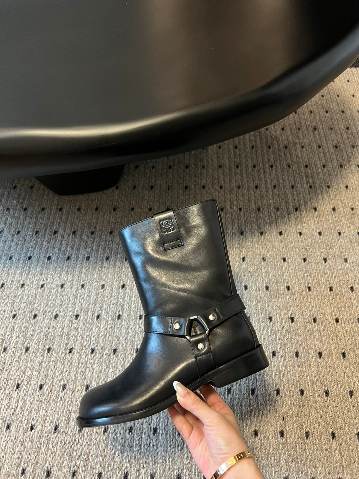 Loewe knight boots black sheepskin 478450