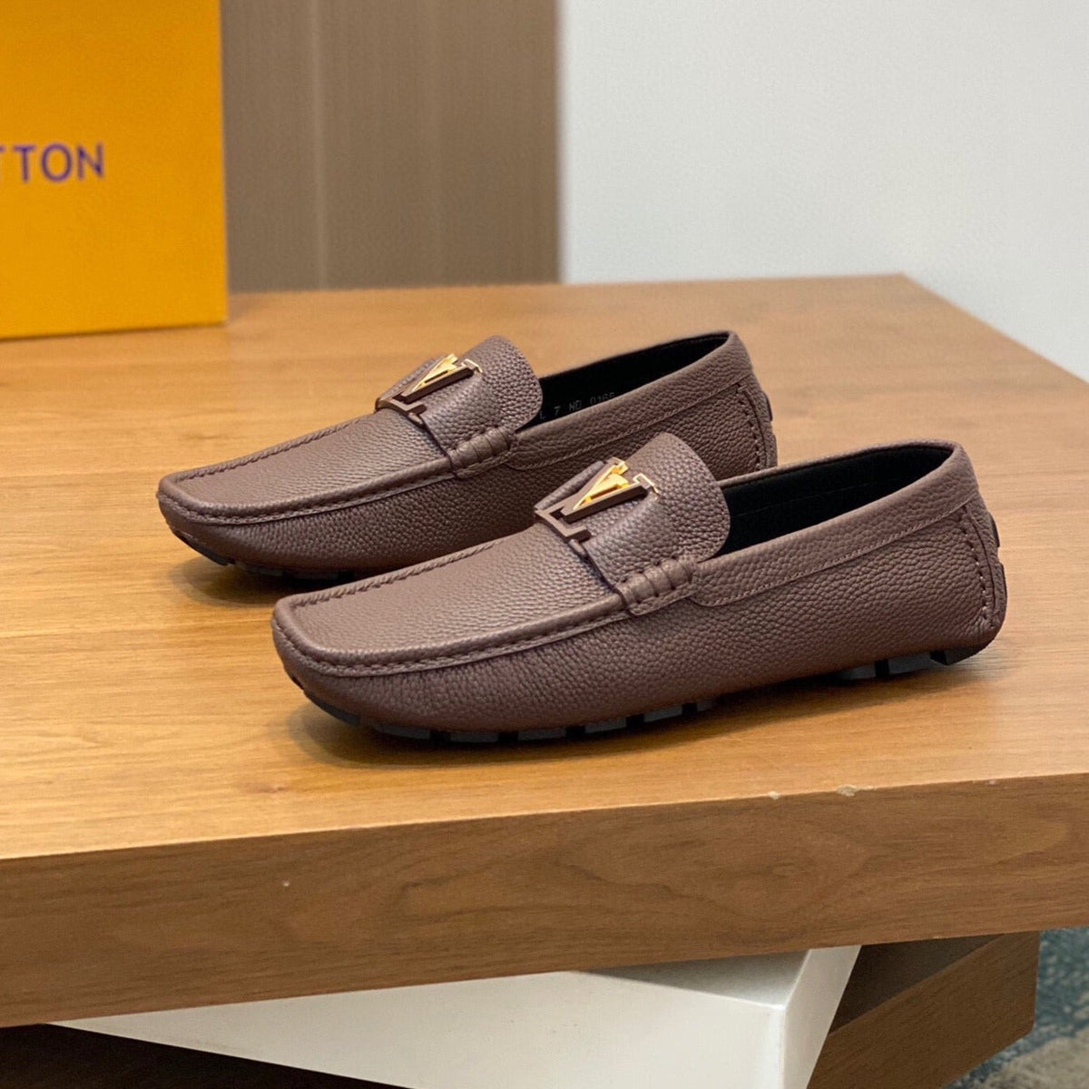 LV LOAFER IN CHOCOLATE BROWN WRINKLE CALFSKIN