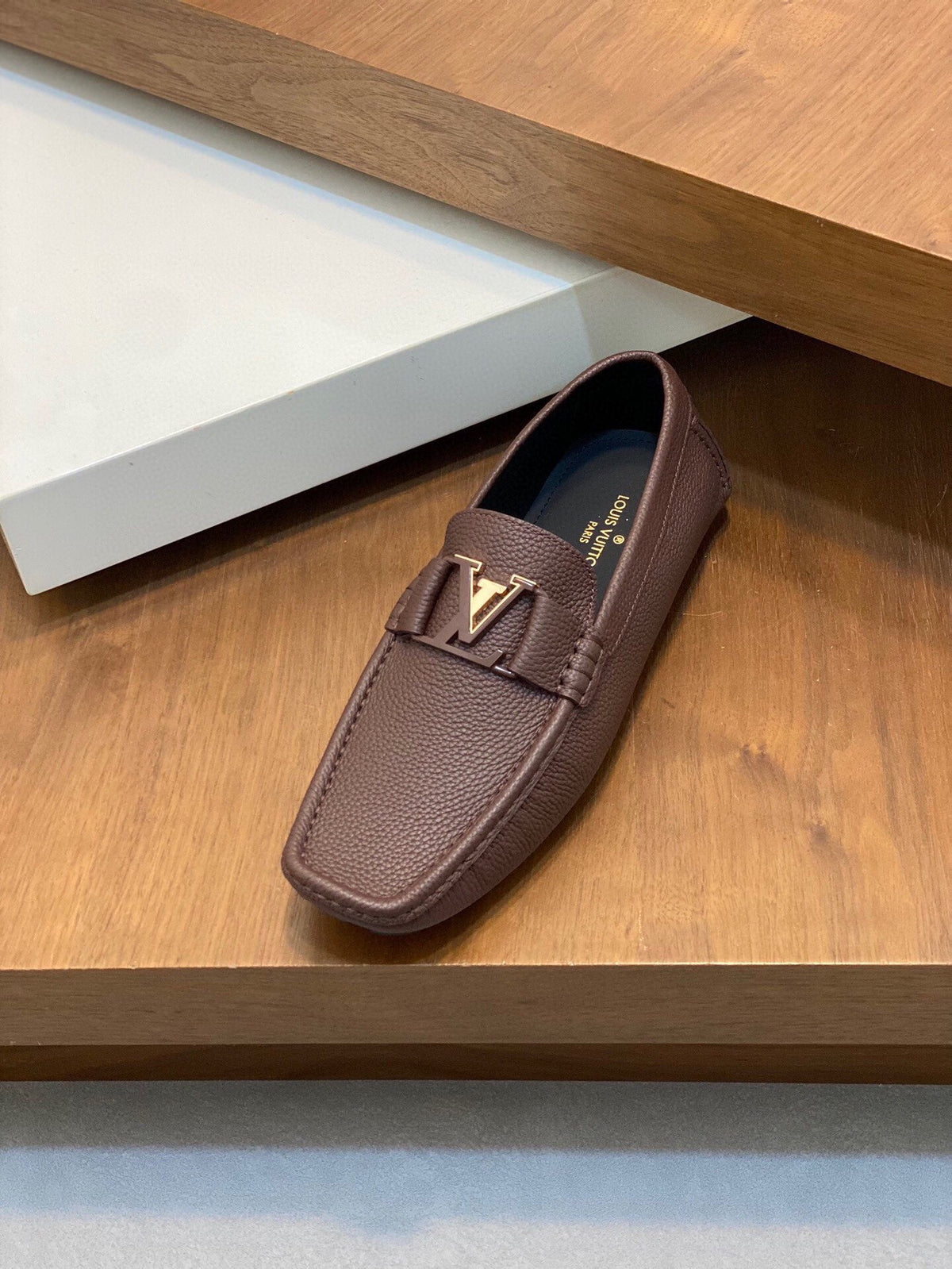 LV LOAFER IN CHOCOLATE BROWN WRINKLE CALFSKIN
