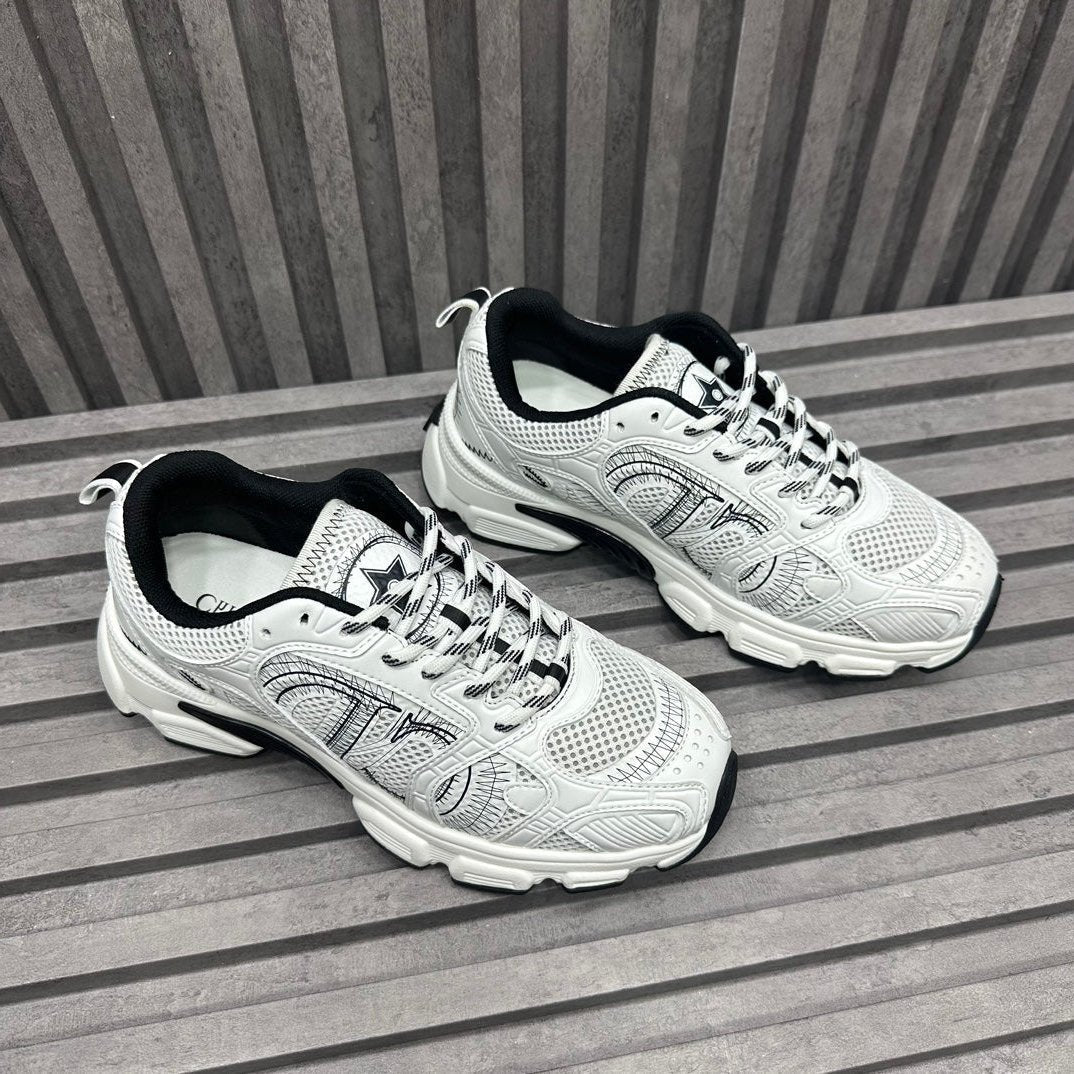CD CHRONO SNEAKER WHITE AND BLACK CALFSKIN