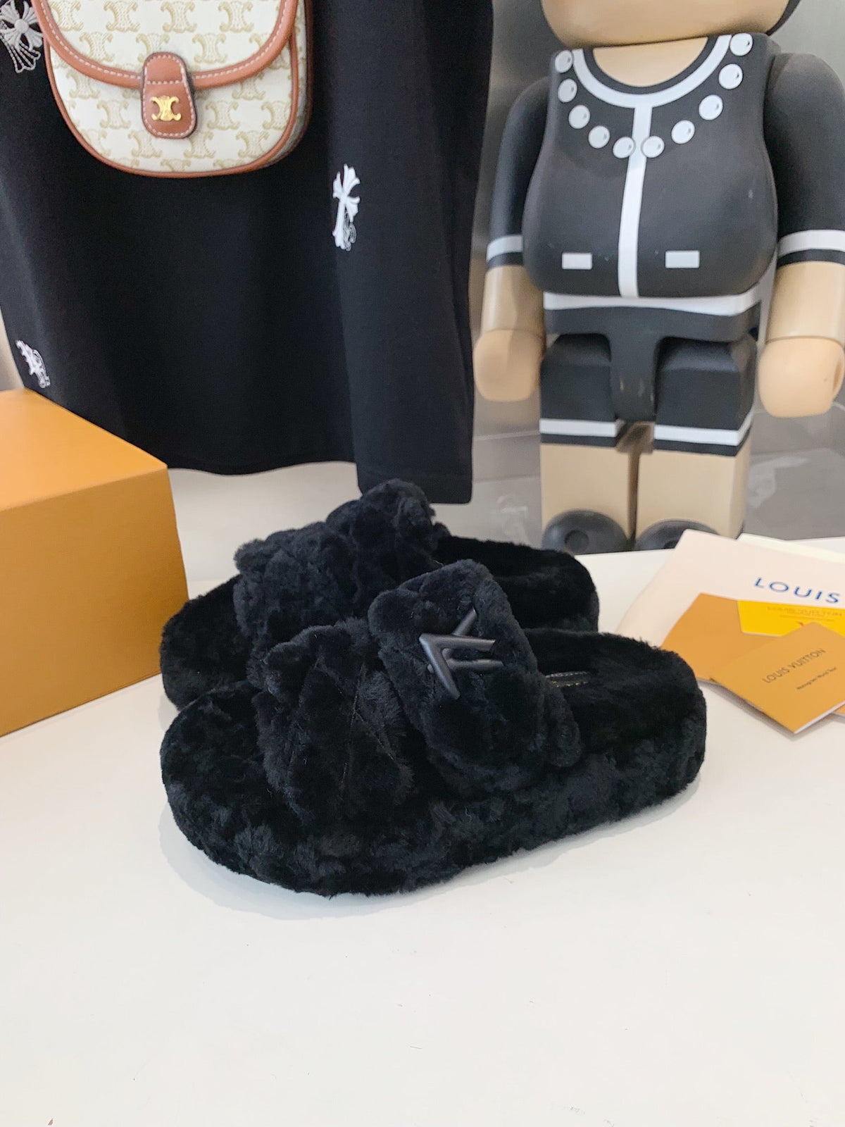LV Sunset Platform Comfort Mule Black Fleece