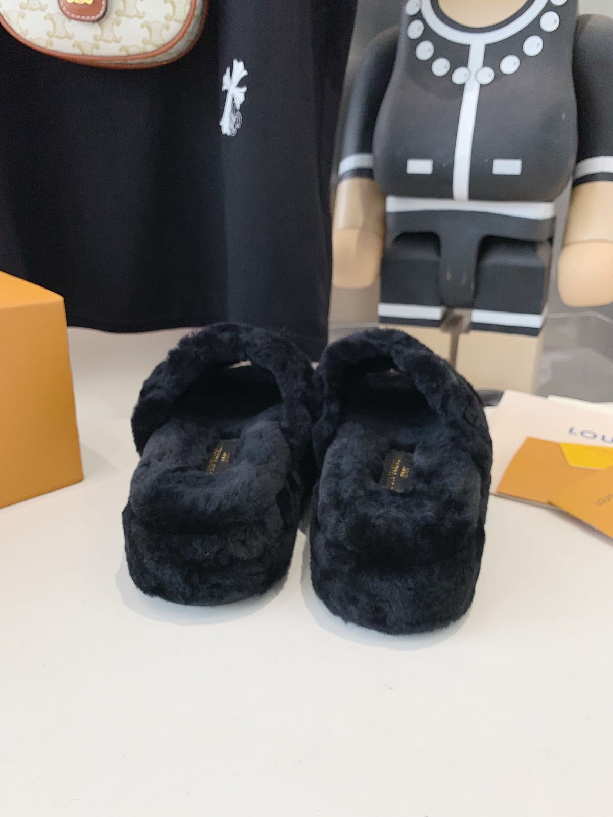 LV Sunset Platform Comfort Mule Black Fleece