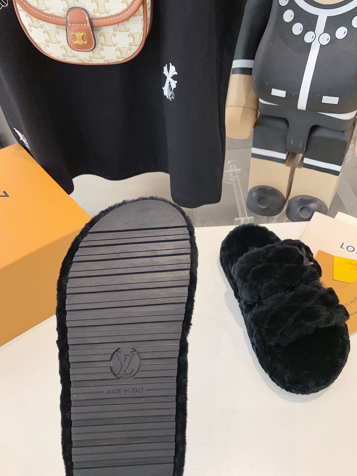 LV Sunset Platform Comfort Mule Black Fleece