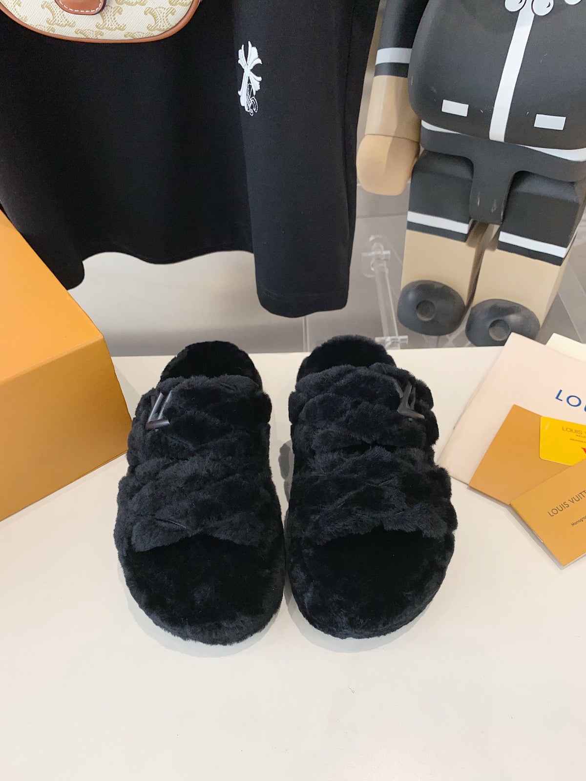 LV Sunset Platform Comfort Mule Black Fleece