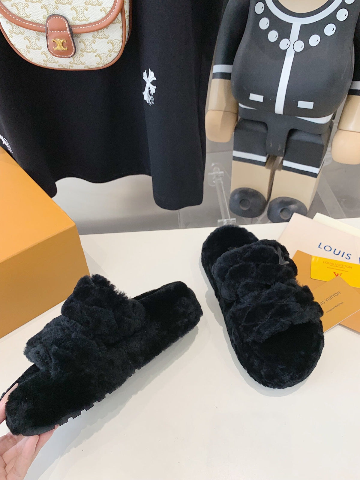 LV Sunset Platform Comfort Mule Black Fleece
