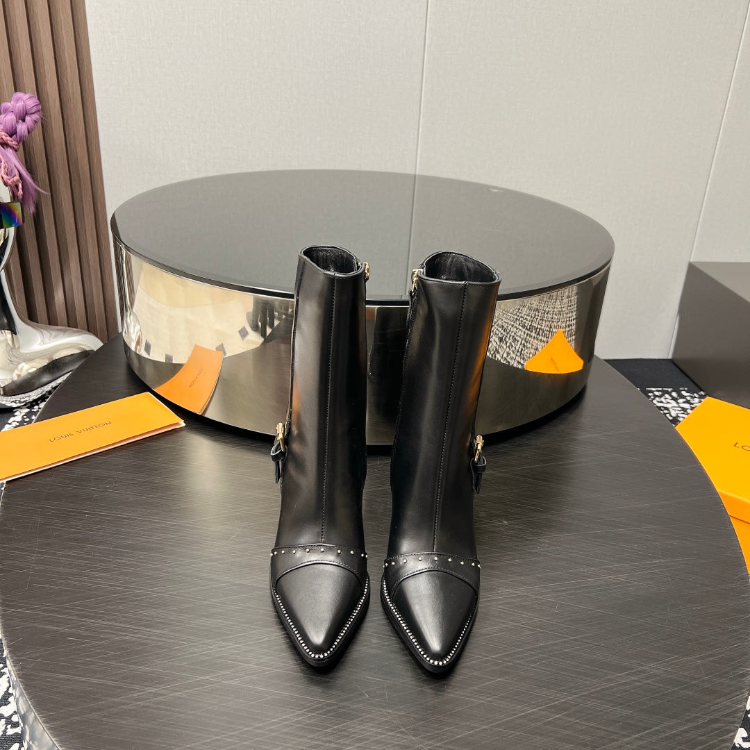 LV Ankle Boot 90mm Black Monogram Cowhide