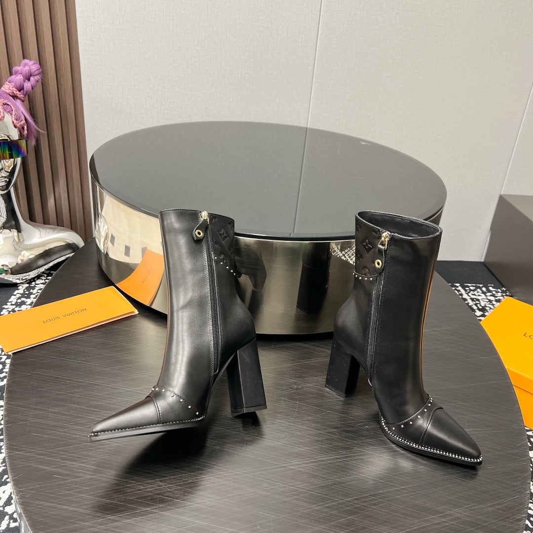 LV Ankle Boot 90mm Black Monogram Cowhide
