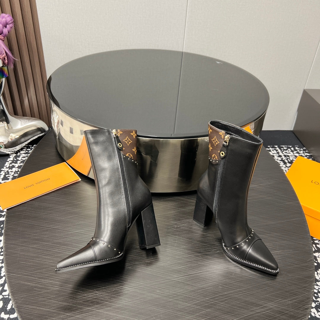 LV Ankle Boot 90mm Brown Black Monogram Cowhide