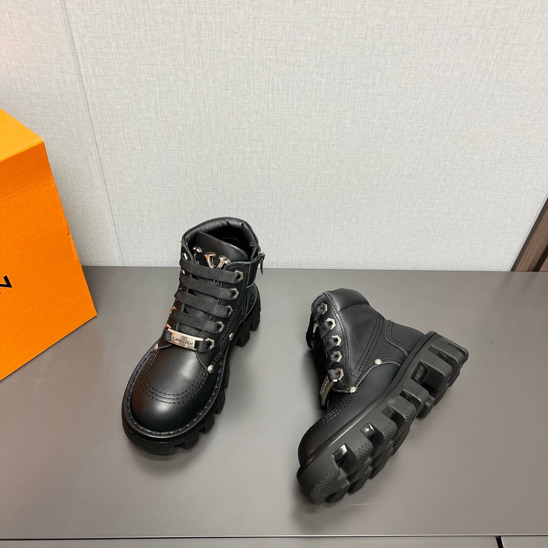 LV Checker Ankle Boot 60mm Black Cowhide
