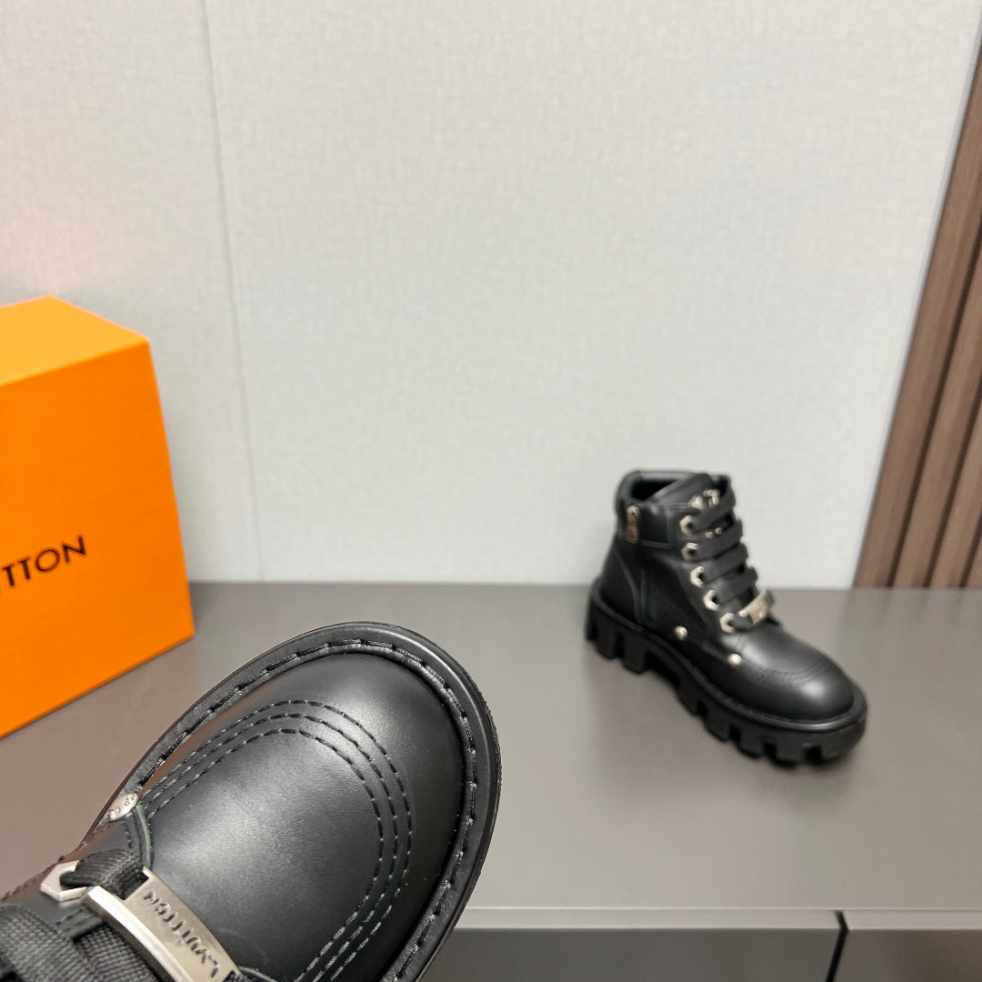 LV Checker Ankle Boot 60mm Black Cowhide