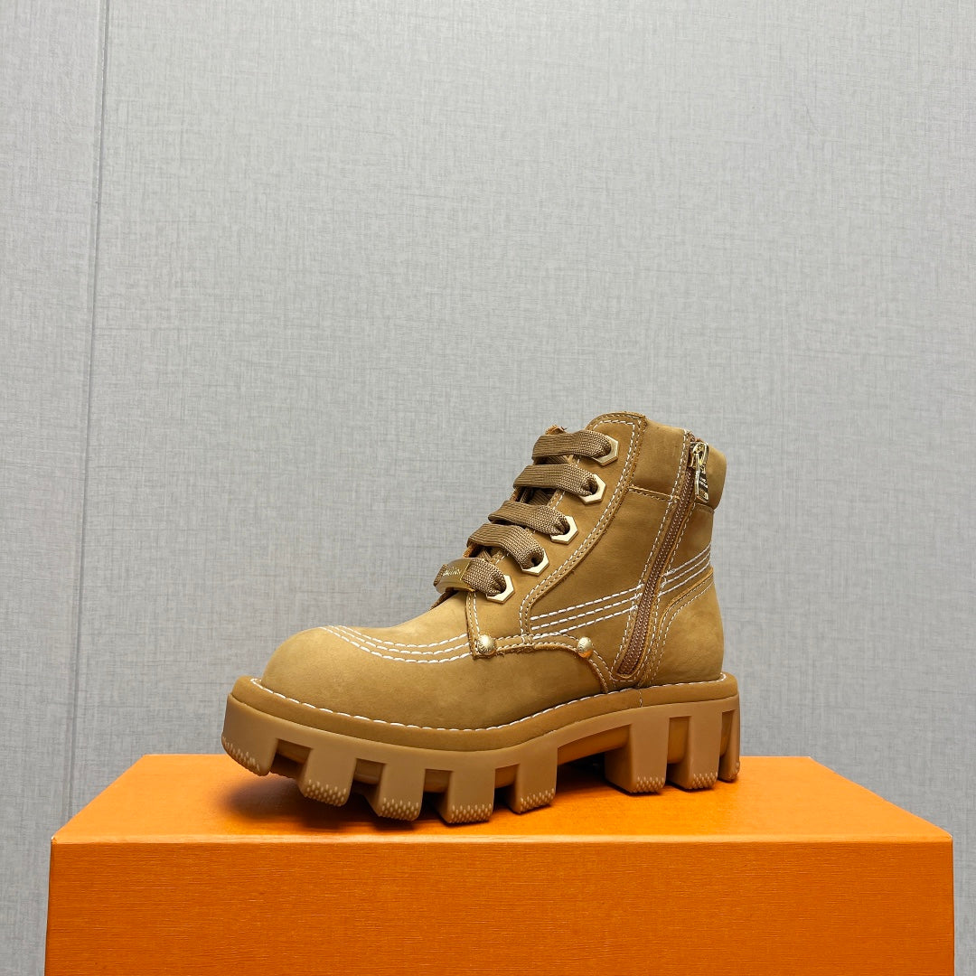 LV Checker Ankle Boot 60mm Brown Yellow Suede