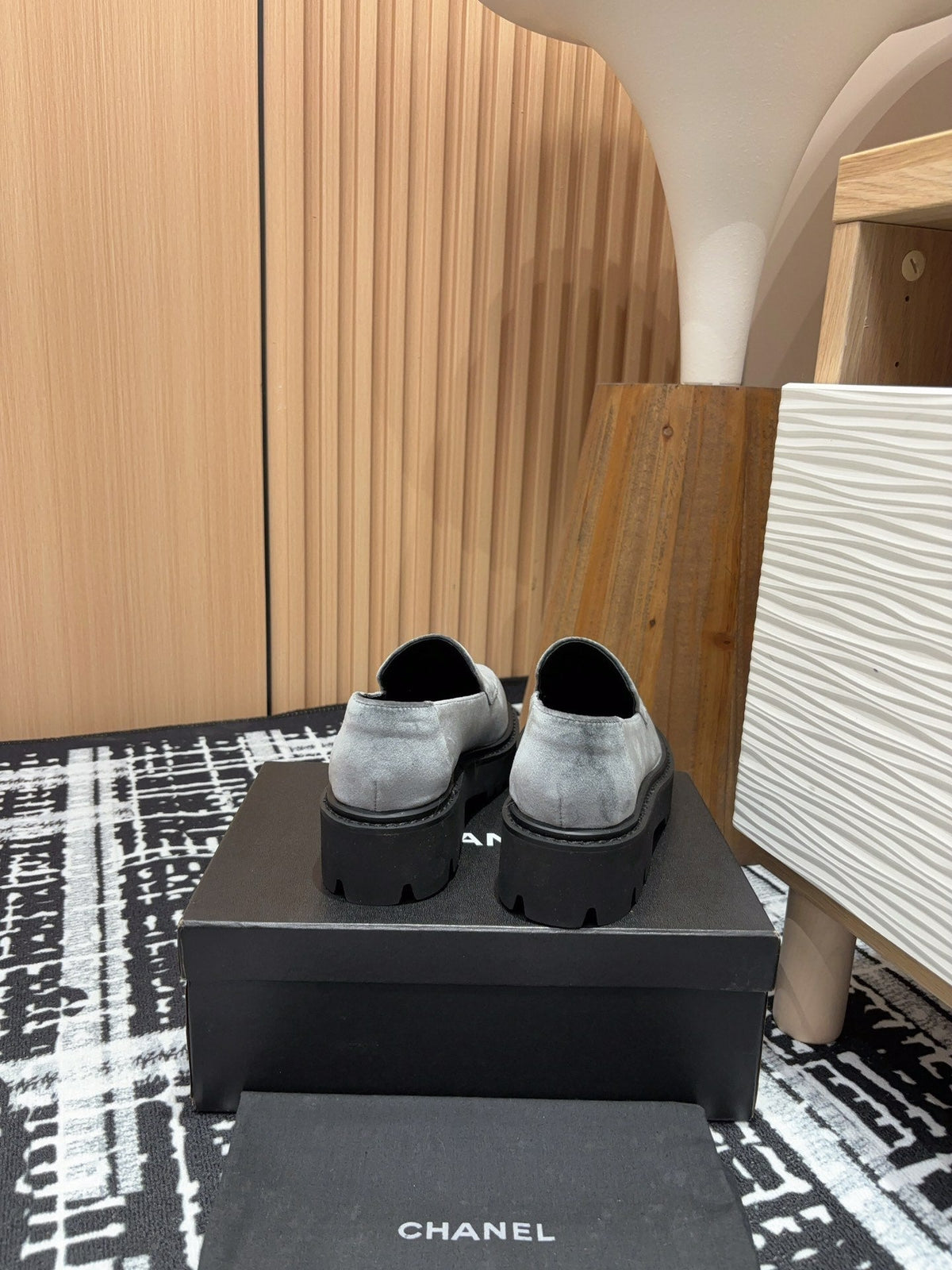 CC LOAFER THICK-SOLED IN DOVE GREY VELVET