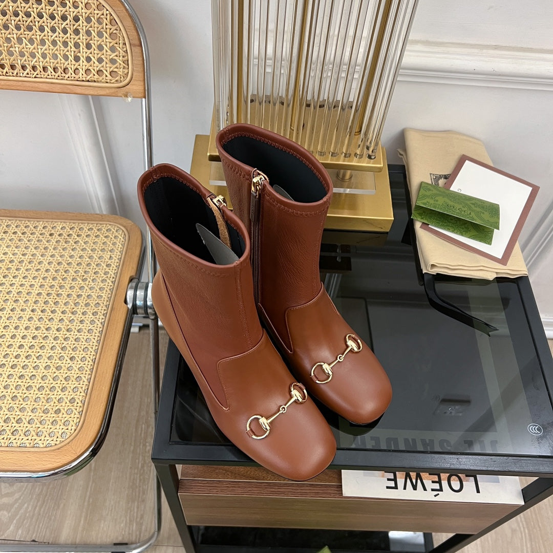 GG Horsebit Ankle Boot 65 Brown Calfskin