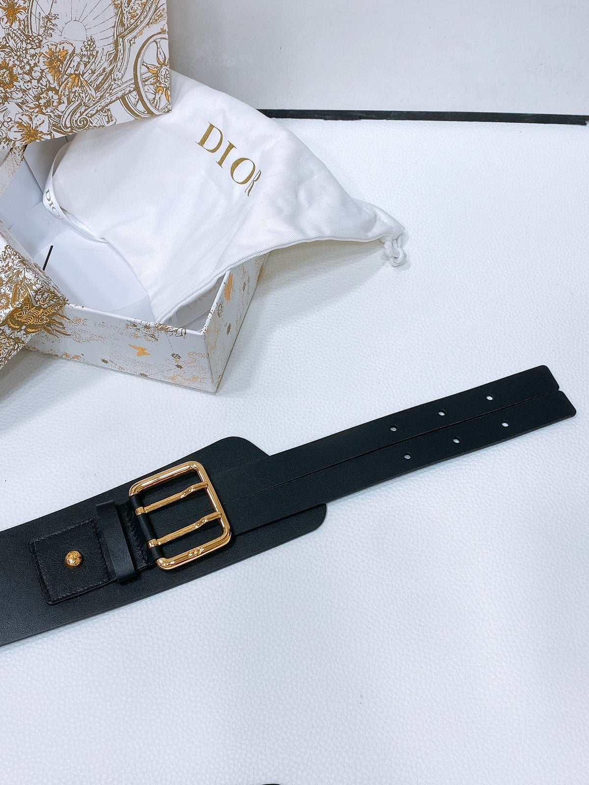 cd nolita belt black lambskin gold buckle