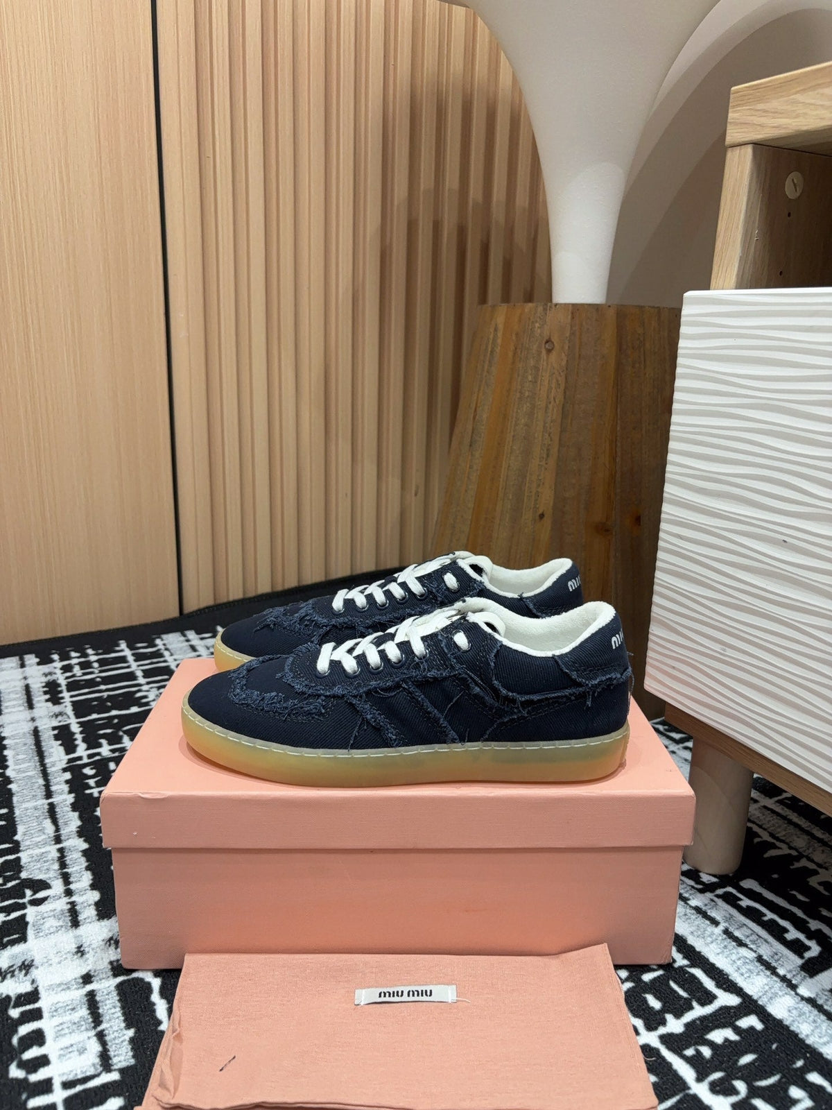 Miu Sneakers In Blue Black Fabric