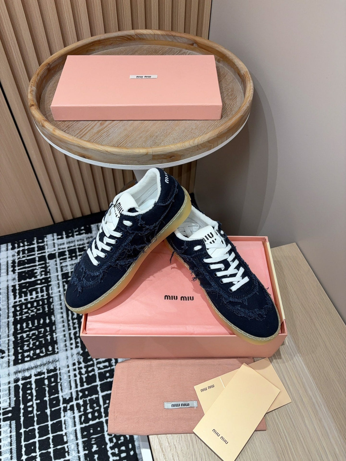 Miu Sneakers In Blue Black Fabric