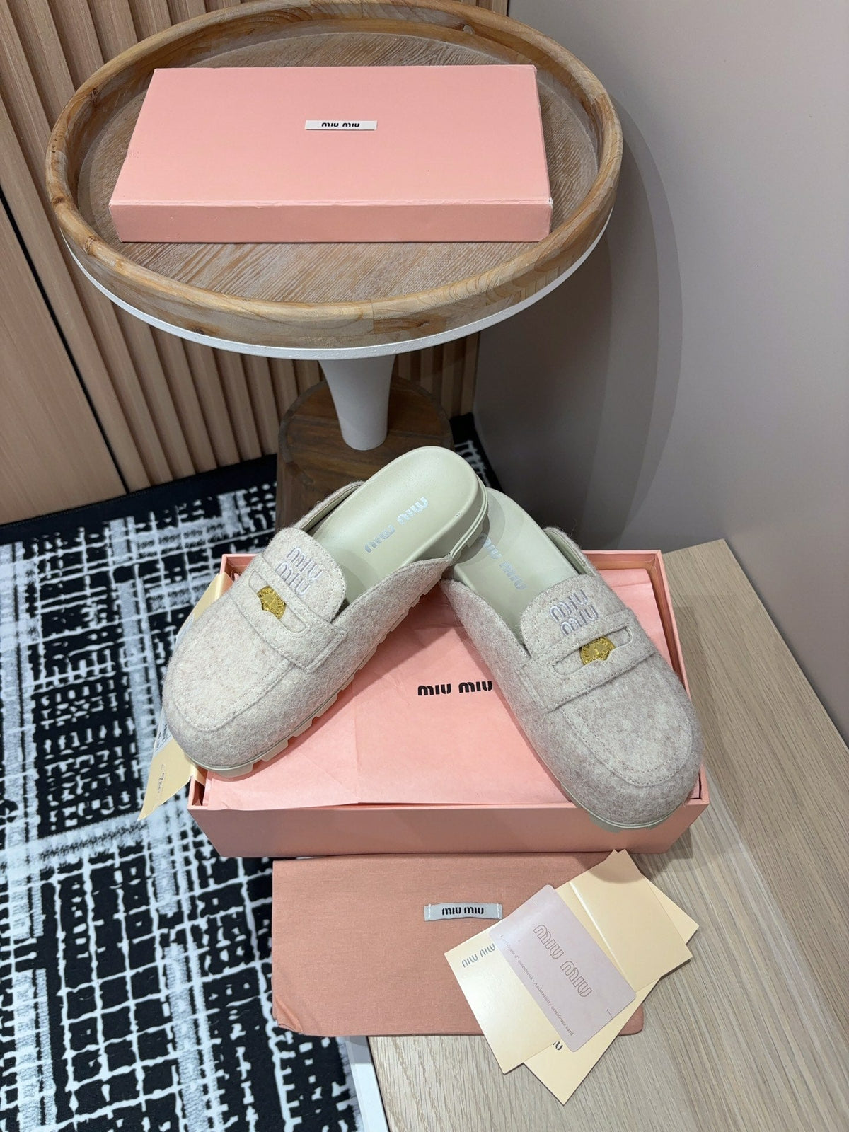 Miu slippers Pastel Pink Wool