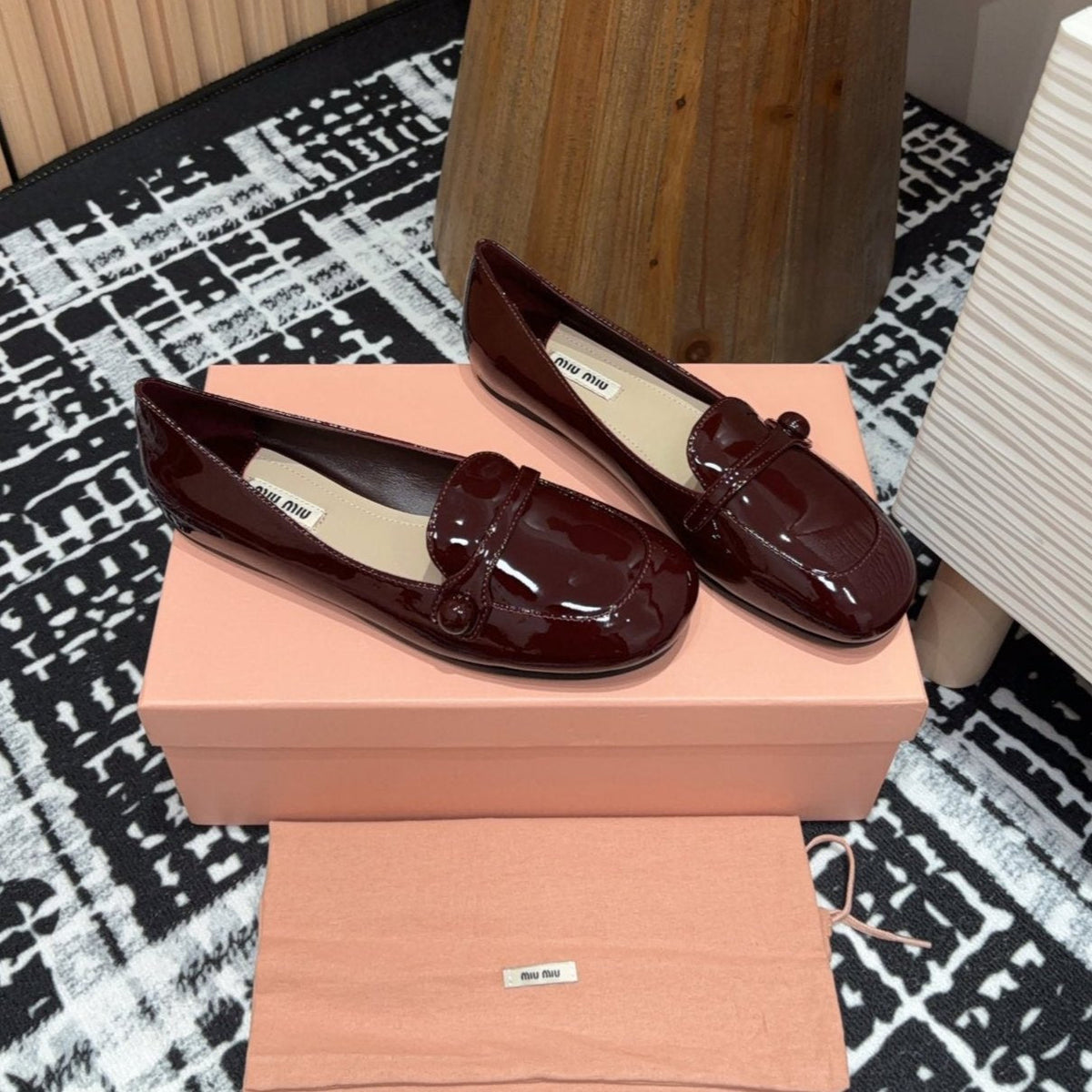 Miu Loafers Dark Red Cowhide
