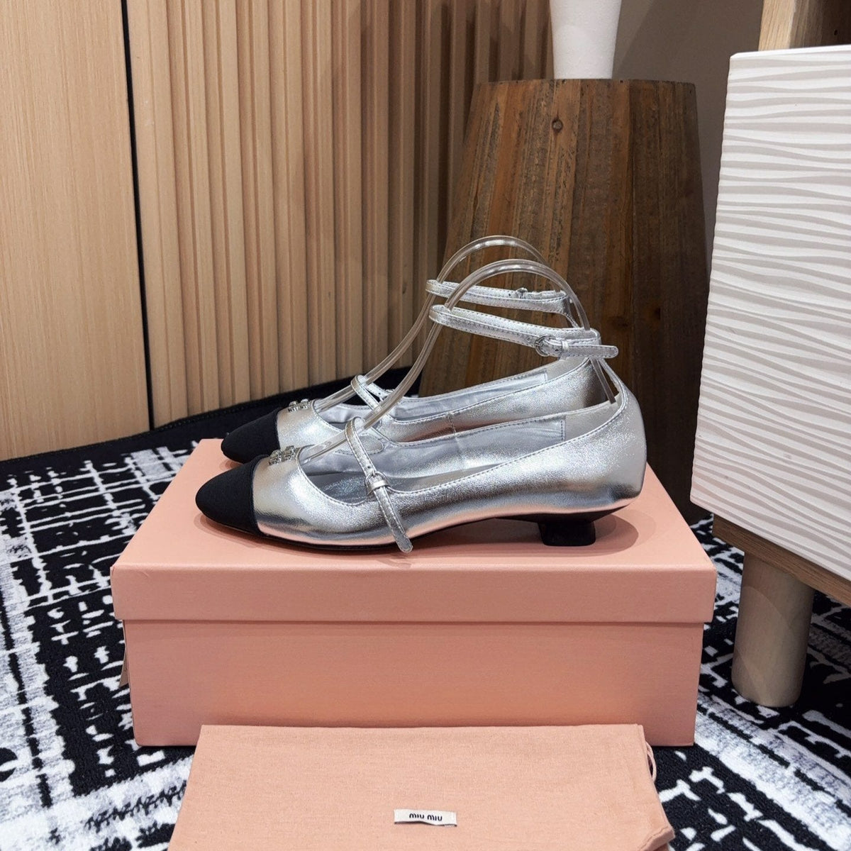 Miu Mary Jane Silver Metallic Lambskin