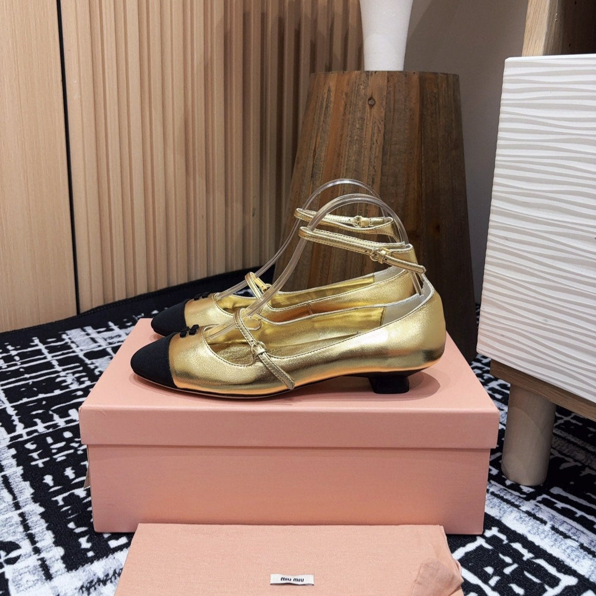 Miu Mary Jane Gold Metallic Lambskin