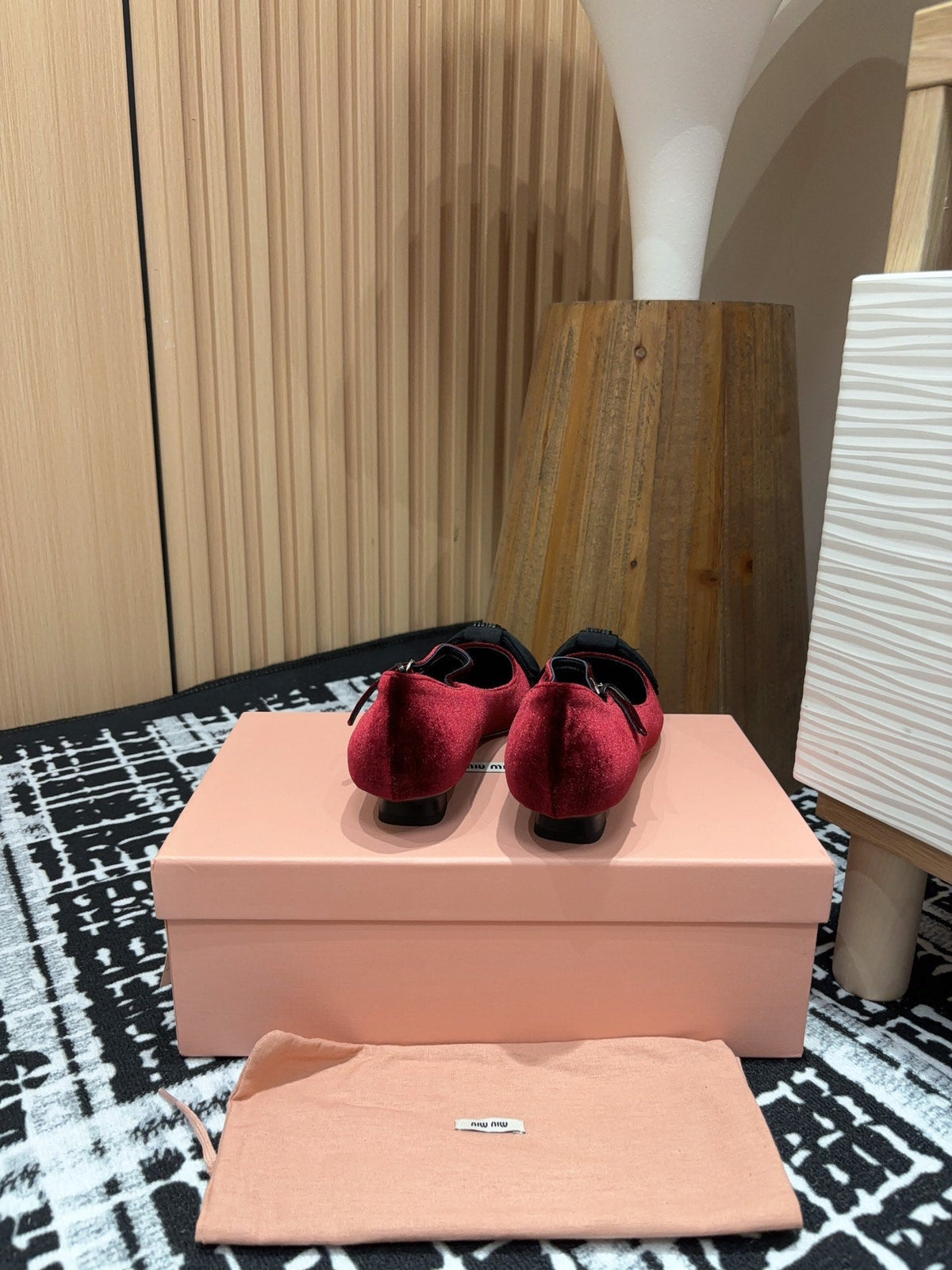 Miu Mary Jane Wine Red And Black Velvet