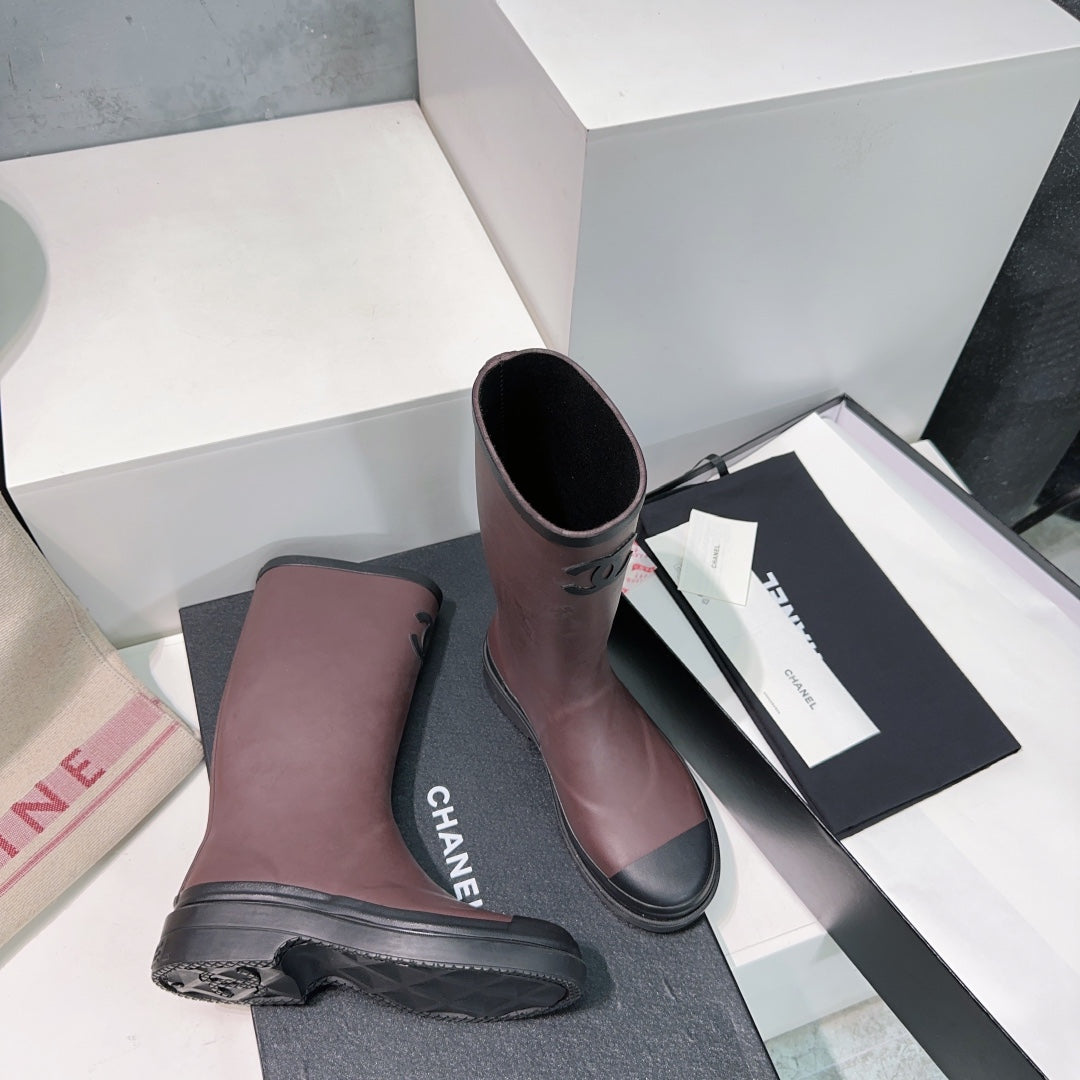 CC Rain Boot Burgundy Black Rubber