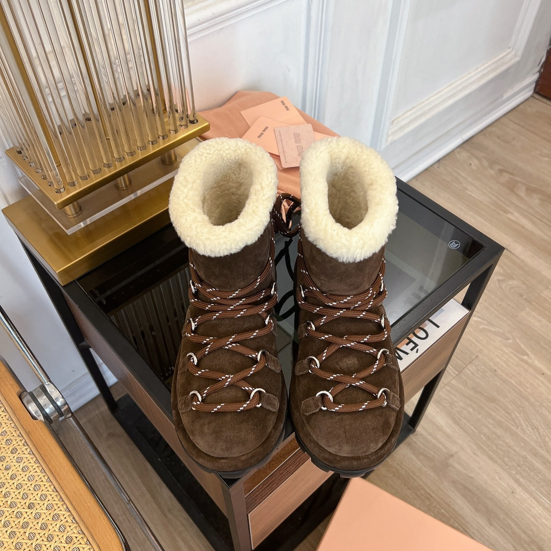 Miu Ankle Boots Dark Brown Suede