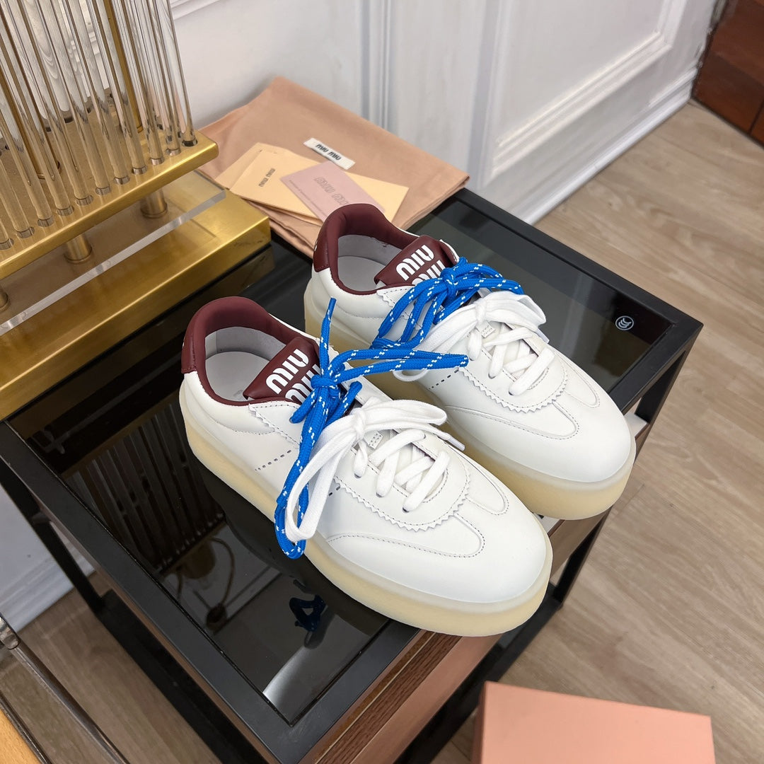 Miu Sneakers White Mix Blue Straps Cowhide