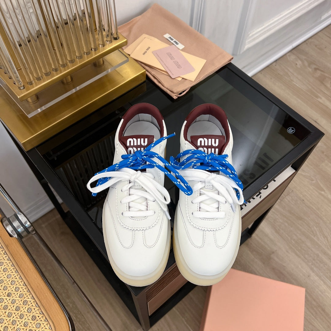 Miu Sneakers White Mix Blue Straps Cowhide