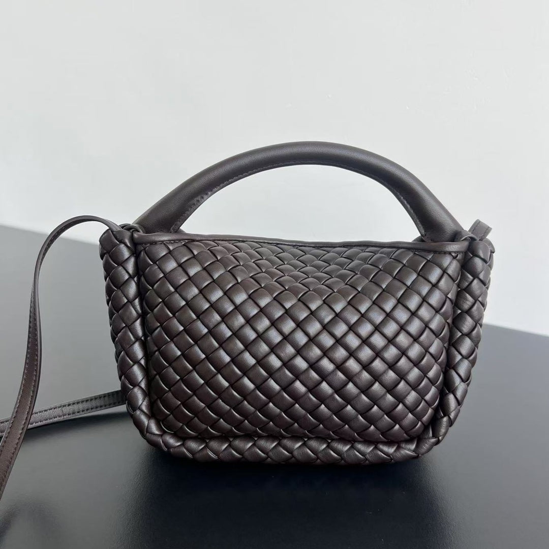 BV Small Cobble Top Handle 23cm Chocolate Lambskin