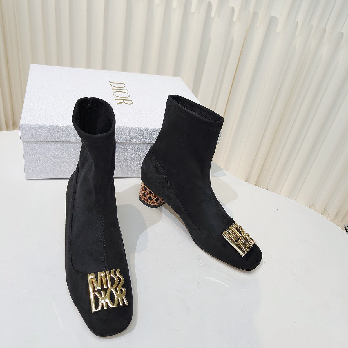 Miss Dior Ankle Boots 40mm Black Suede 111389