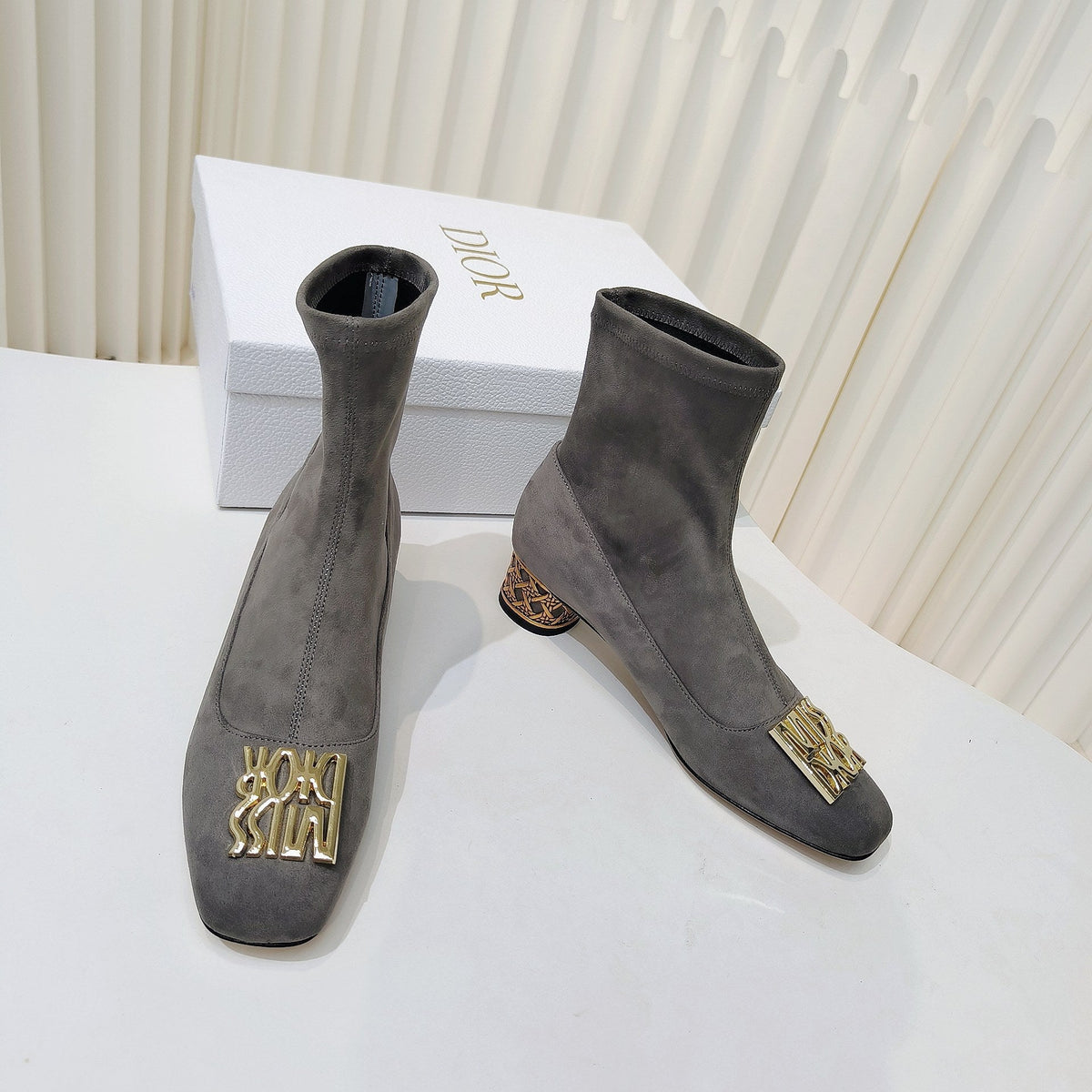 Miss Dior Ankle Boots 40mm Grey Suede 111391