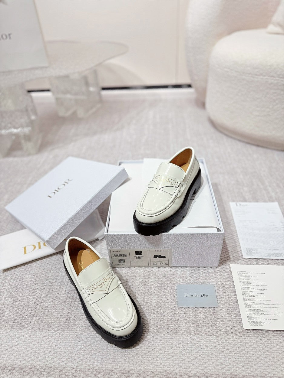 CD Boy Platform Loafer In White Cowhide 988790