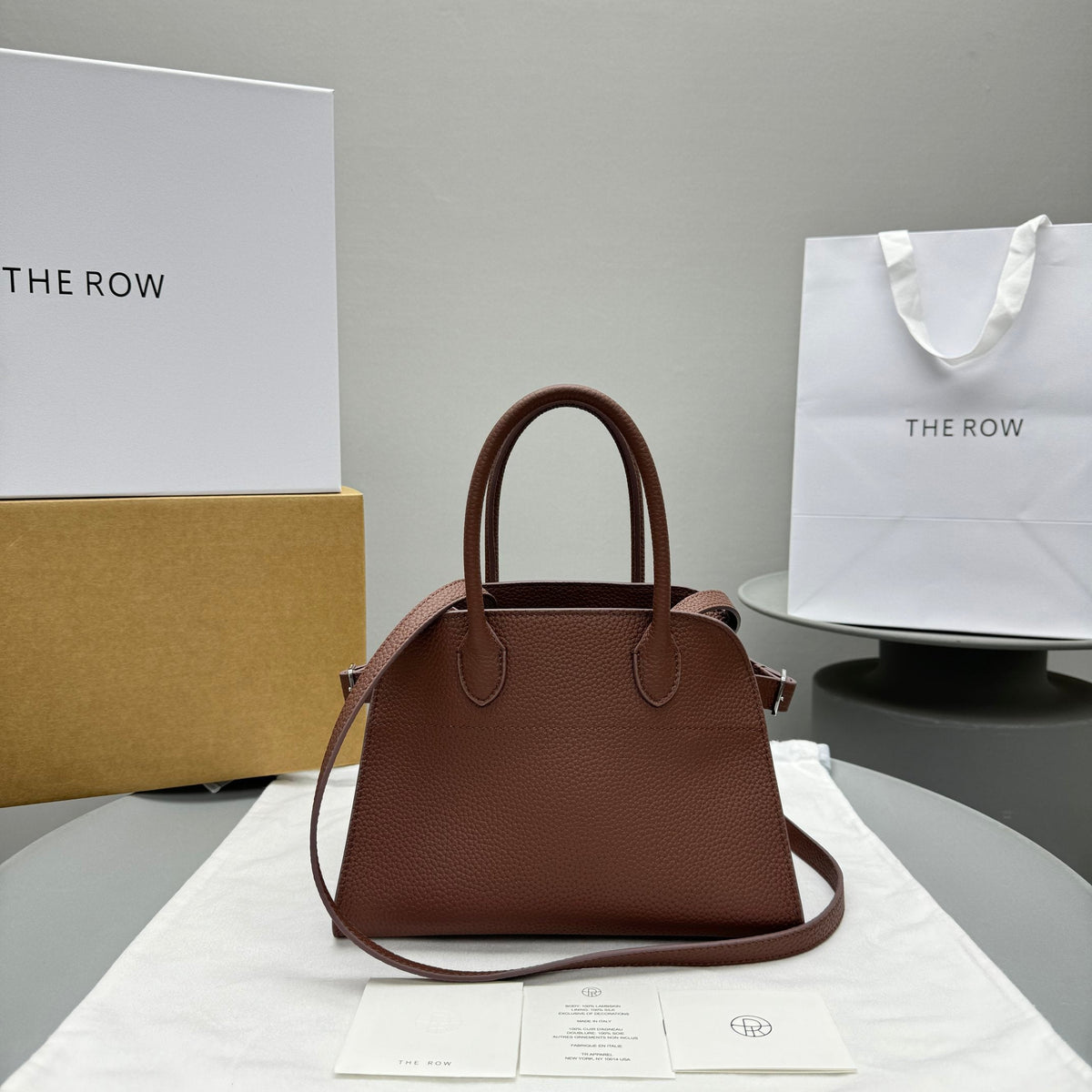 The Row Margaux 10 26cm Tote Bag In Grained Calfskin