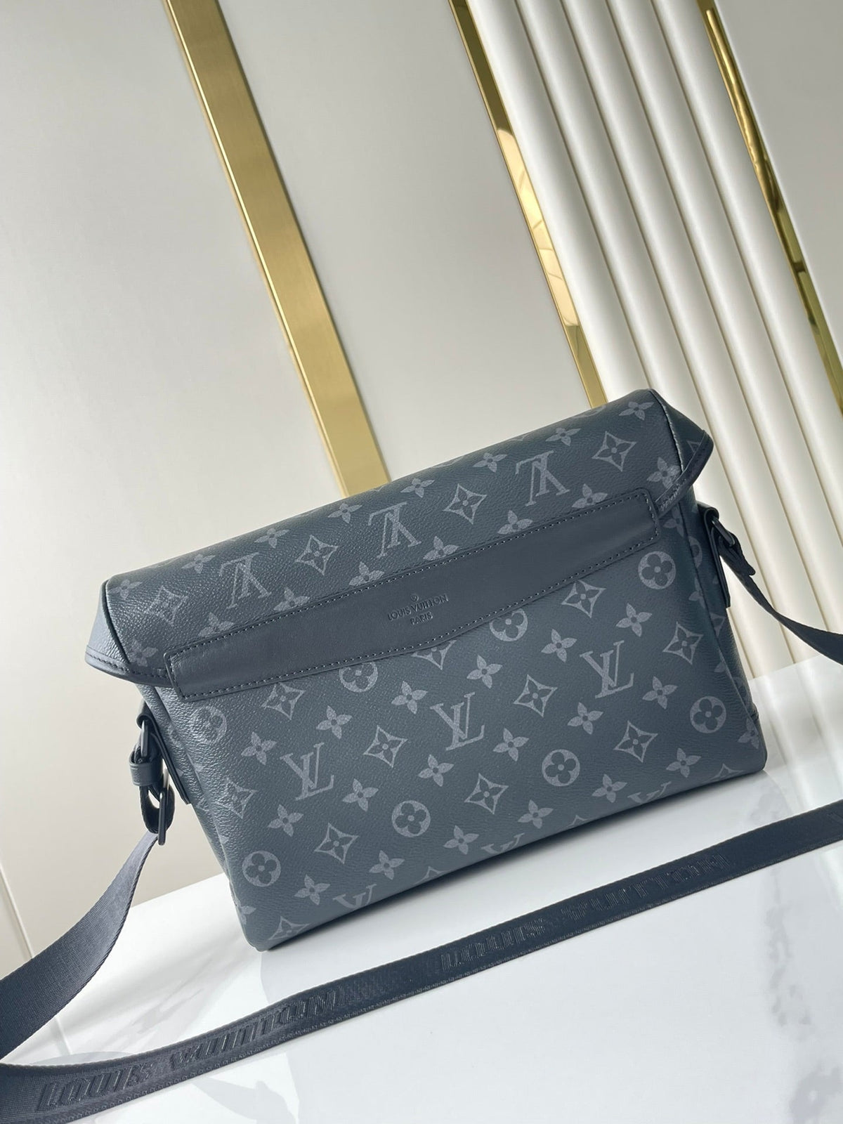 MESSENGER VOYAGER PM 33 IN GUN METAL MONOGRAM ECLIPSE CANVAS