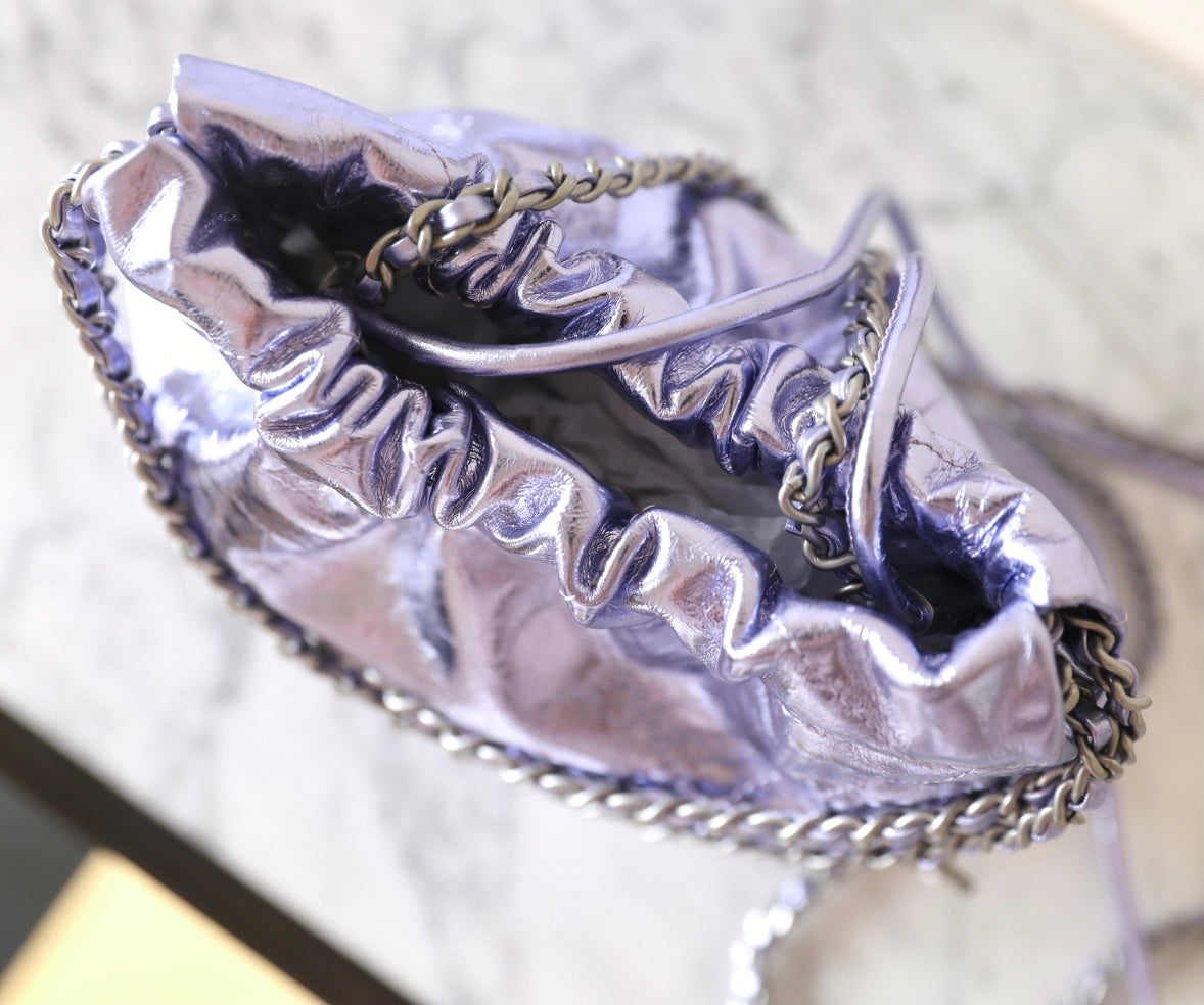 25C Hobo 22 Bag 19cm Violet Metalic Lambskin