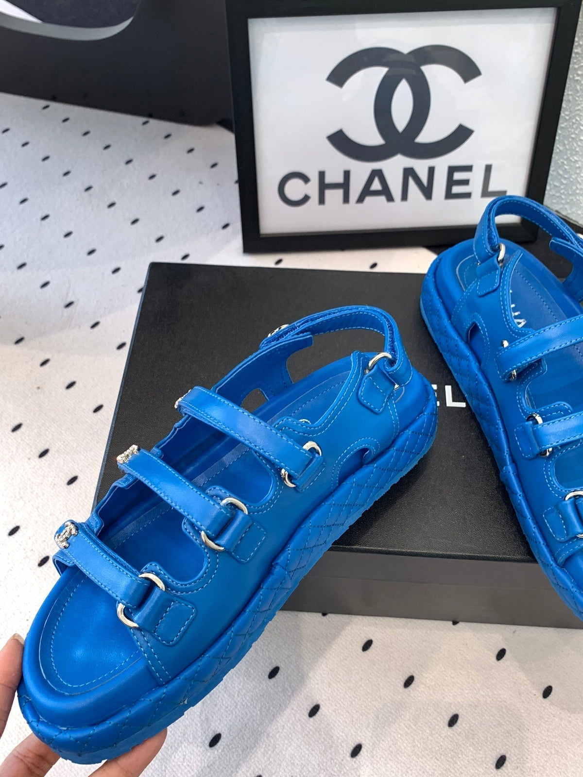CC Sandals In Blue Lambskin 146998