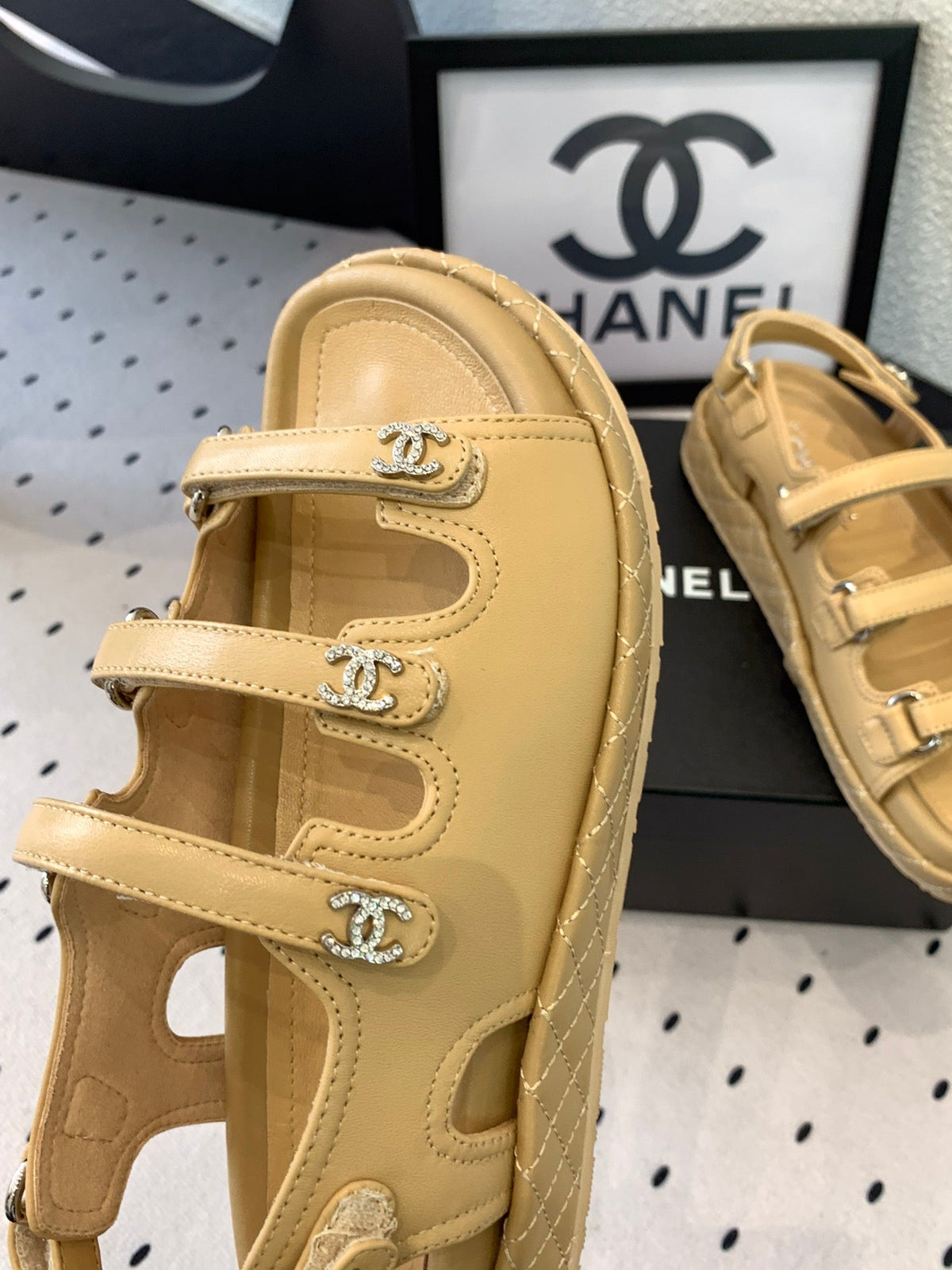 CC Sandals In Dark Beige Lambskin 146999