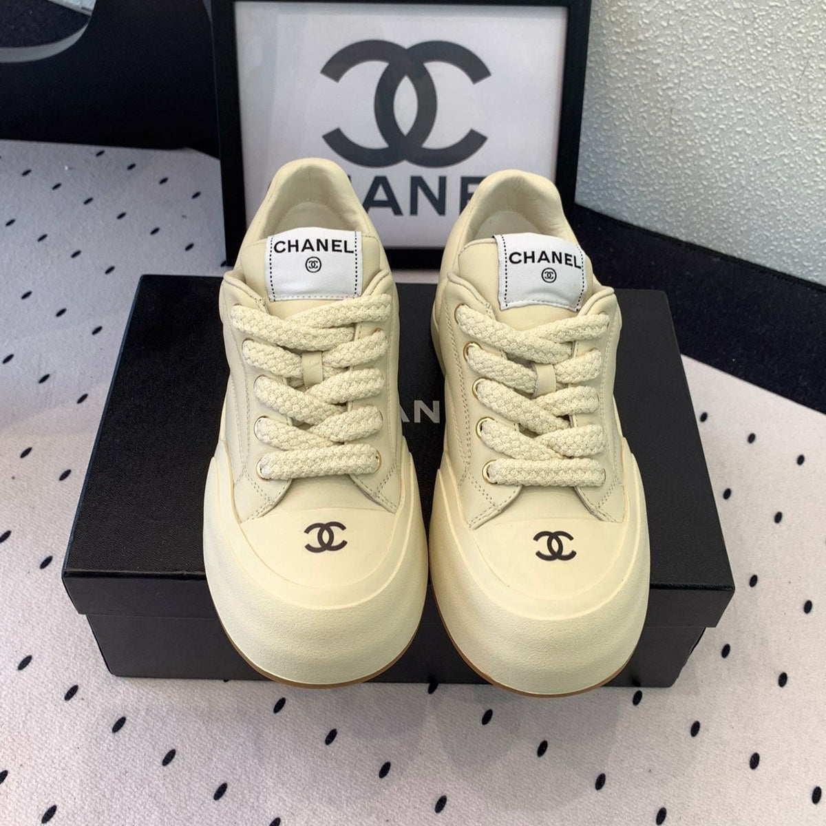 CC Sneaker 50mm In Ivory White Cowhide 147066