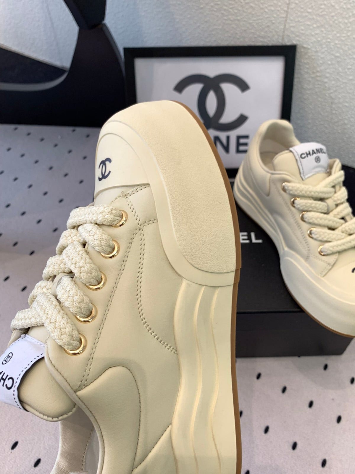 CC Sneaker 50mm In Ivory White Cowhide 147066