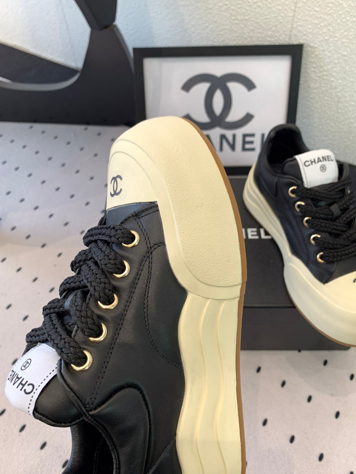 CC Sneaker 50mm In Black Cowhide 147067