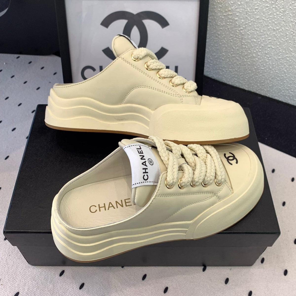 CC Mule Sneaker 50mm In Ivory White Cowhide 147069