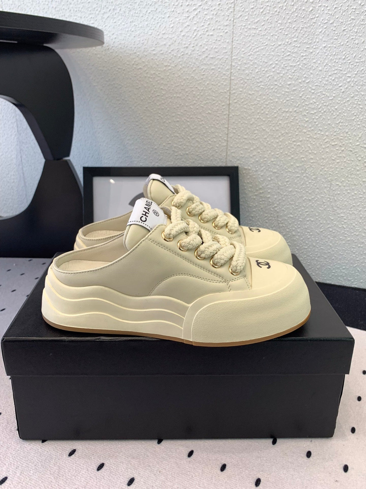 CC Mule Sneaker 50mm In Ivory White Cowhide 147069