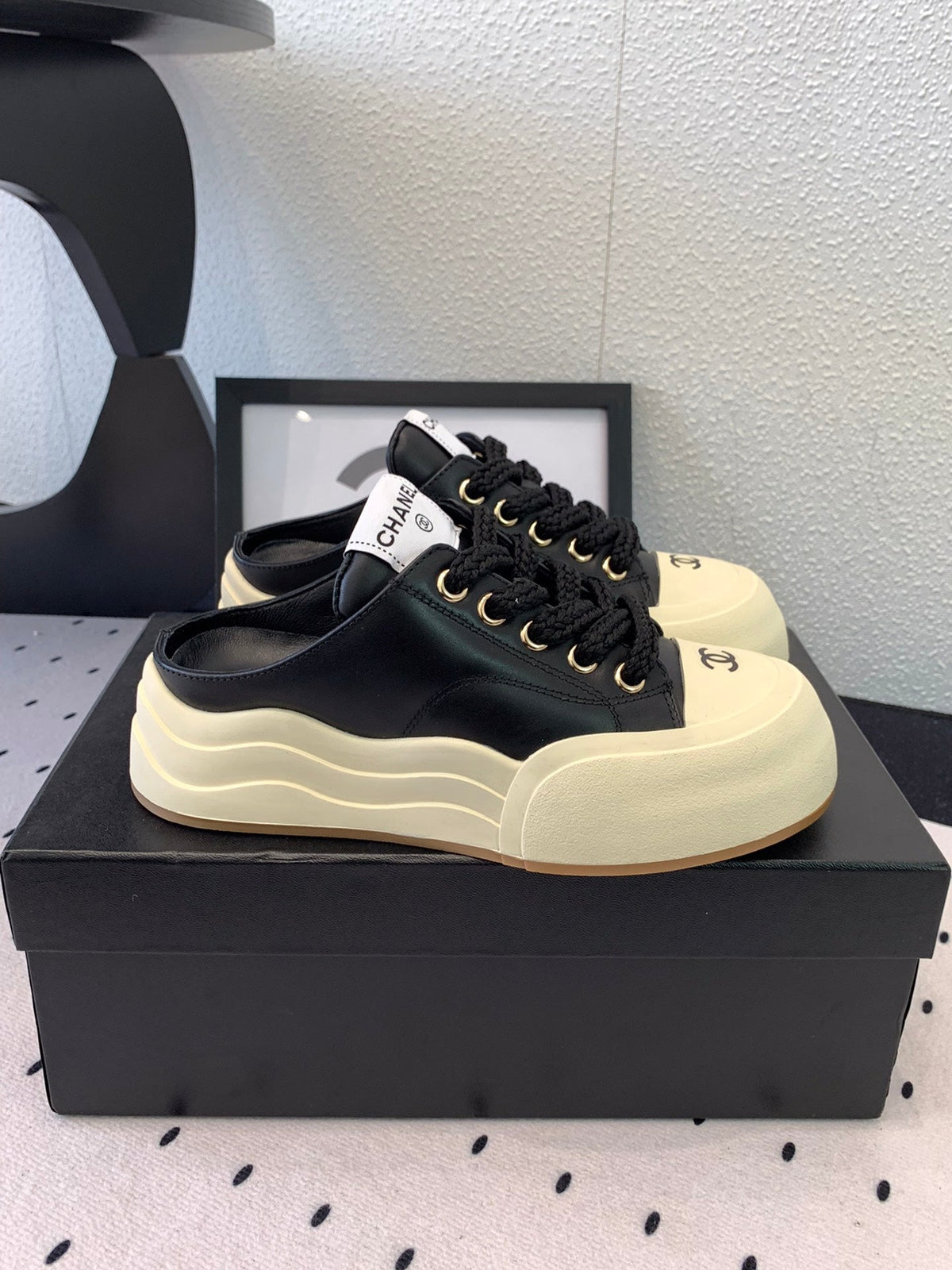 CC Mule Sneaker 50mm In Black Cowhide 147070