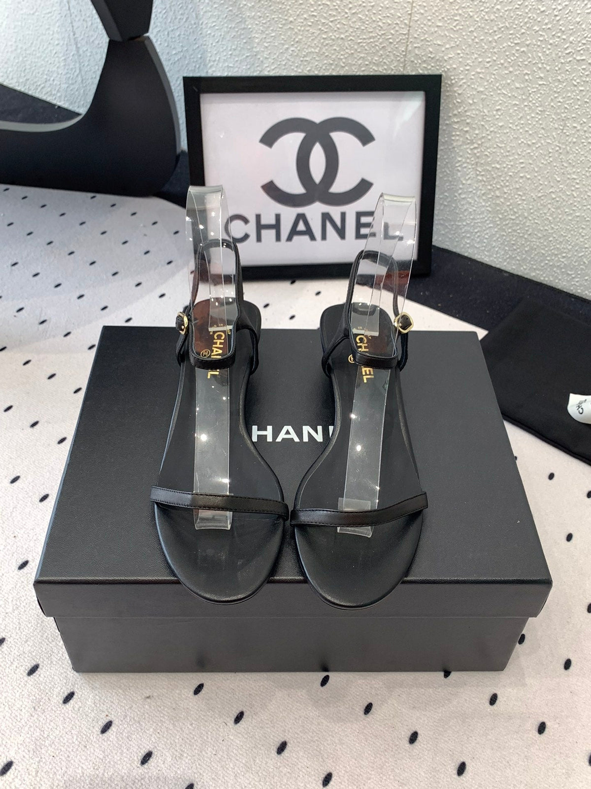 CC Sandal In Black Lambskin 147090