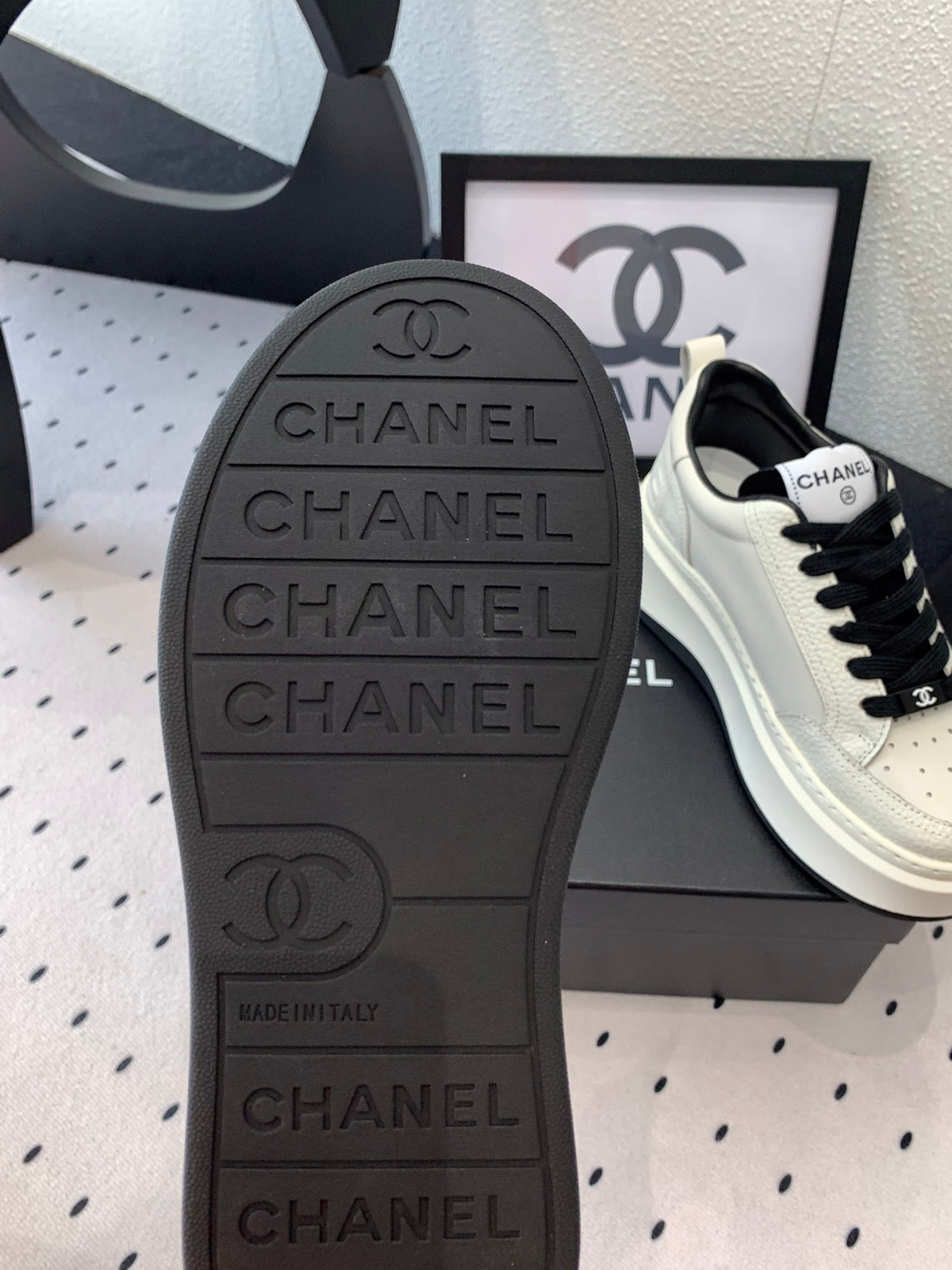 CC Sneaker In White Mix Black Cowhide 147102