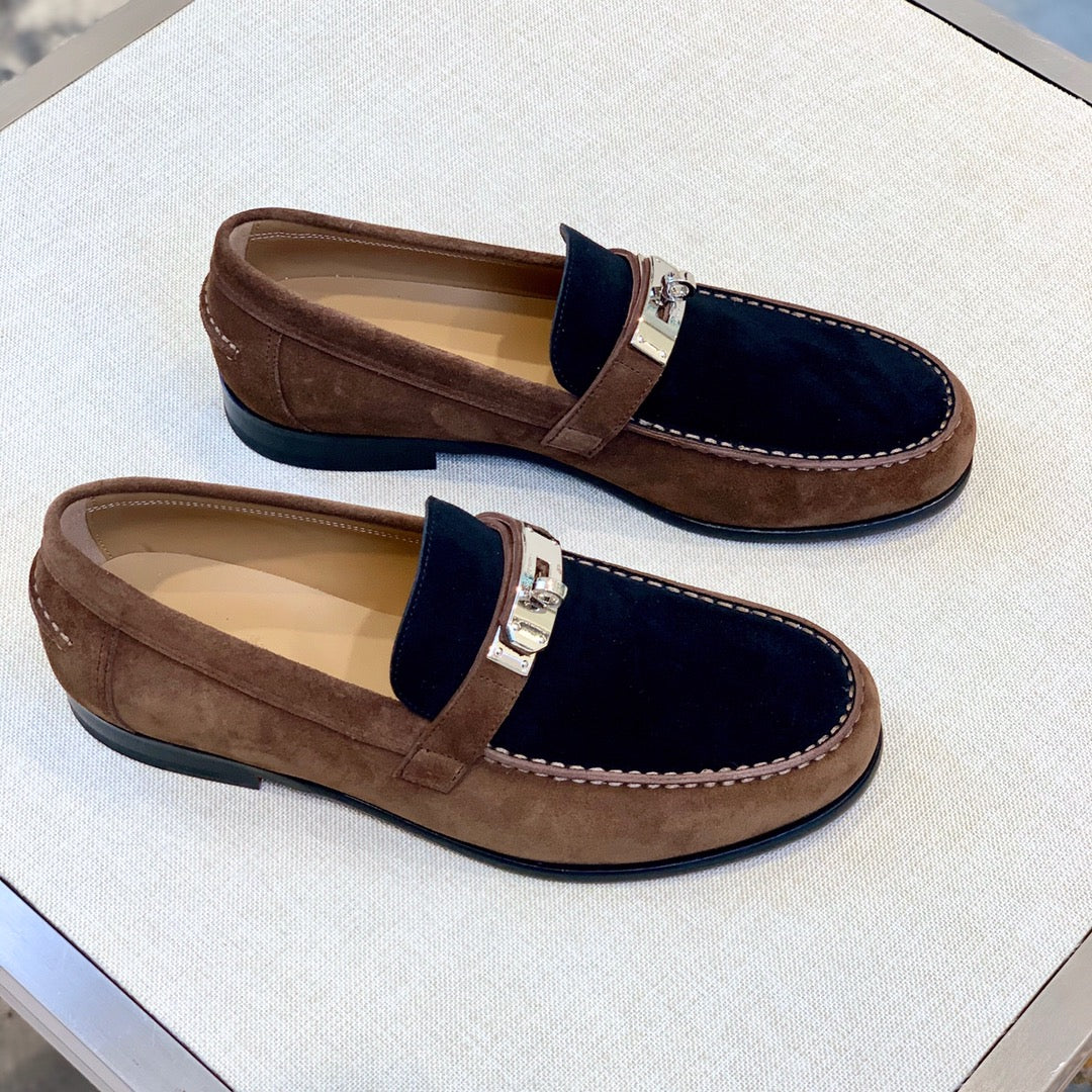 HM Men's Loafer Black Brown Suede 639121